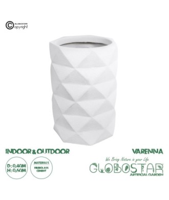 GloboStar® Artificial Garden VARENNA 20743 Επιδαπέδιο Πολυεστερικό Τσιμεντένιο Κασπώ Γλάστρα - Flower Pot Λευκό Φ40 x Υ60cm